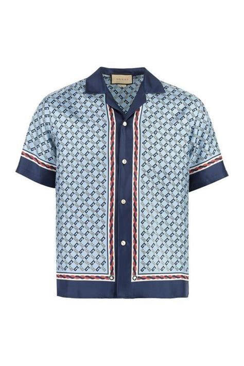 camicia gucci stampata|Camicia bowling in seta stampata .